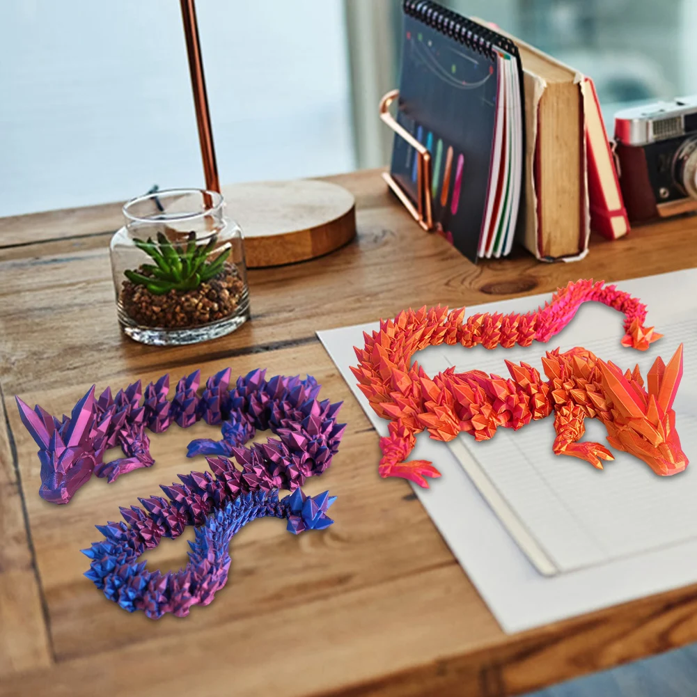 5 قطع ثلاثية الأبعاد مطبوعة كريستال التنين مفصلية التنين تململ لعبة المفاصل المرنة التنين تمثال هدية عيد ميلاد للبنين #2