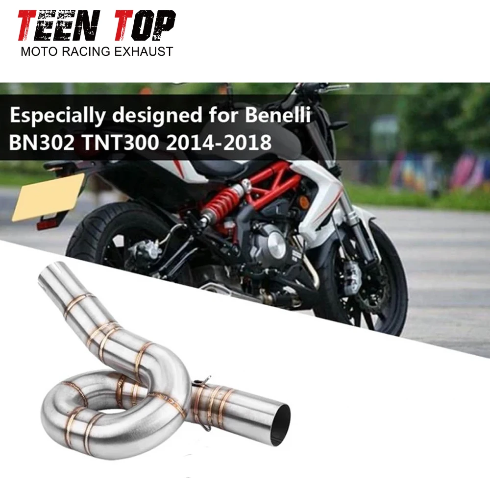 Motorcycle Escape Moto Exhaust Middle Link Pipe Adapter Connector 51mm For Beneli BN302 TNT300 Modified Mid Tube 2014-2018