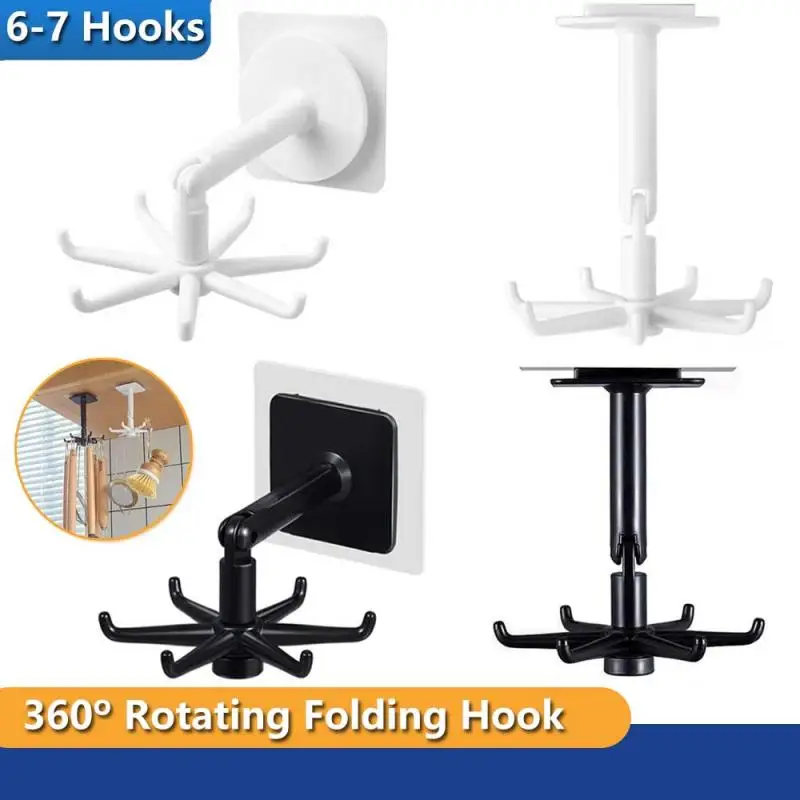 

Kitchen Hook Multi-Purpose With 6 Hooks 360 Degrees Rotated Rotatable Rack For Organizer And Storage Spoon Hanger Kitchen Gadget