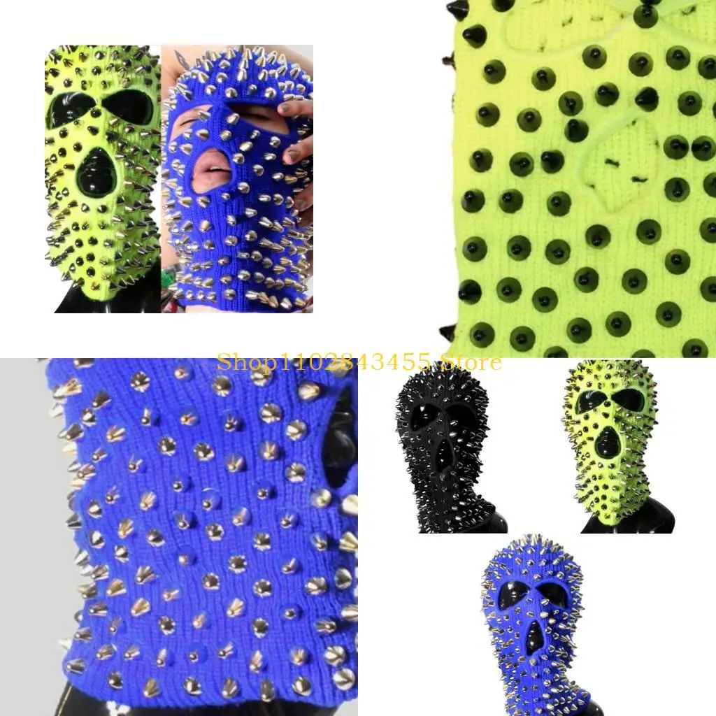 

49MC Funny Balaclava Halloween Balaclava Rivet Beanie Spiked Balaclava Spiked Beanie