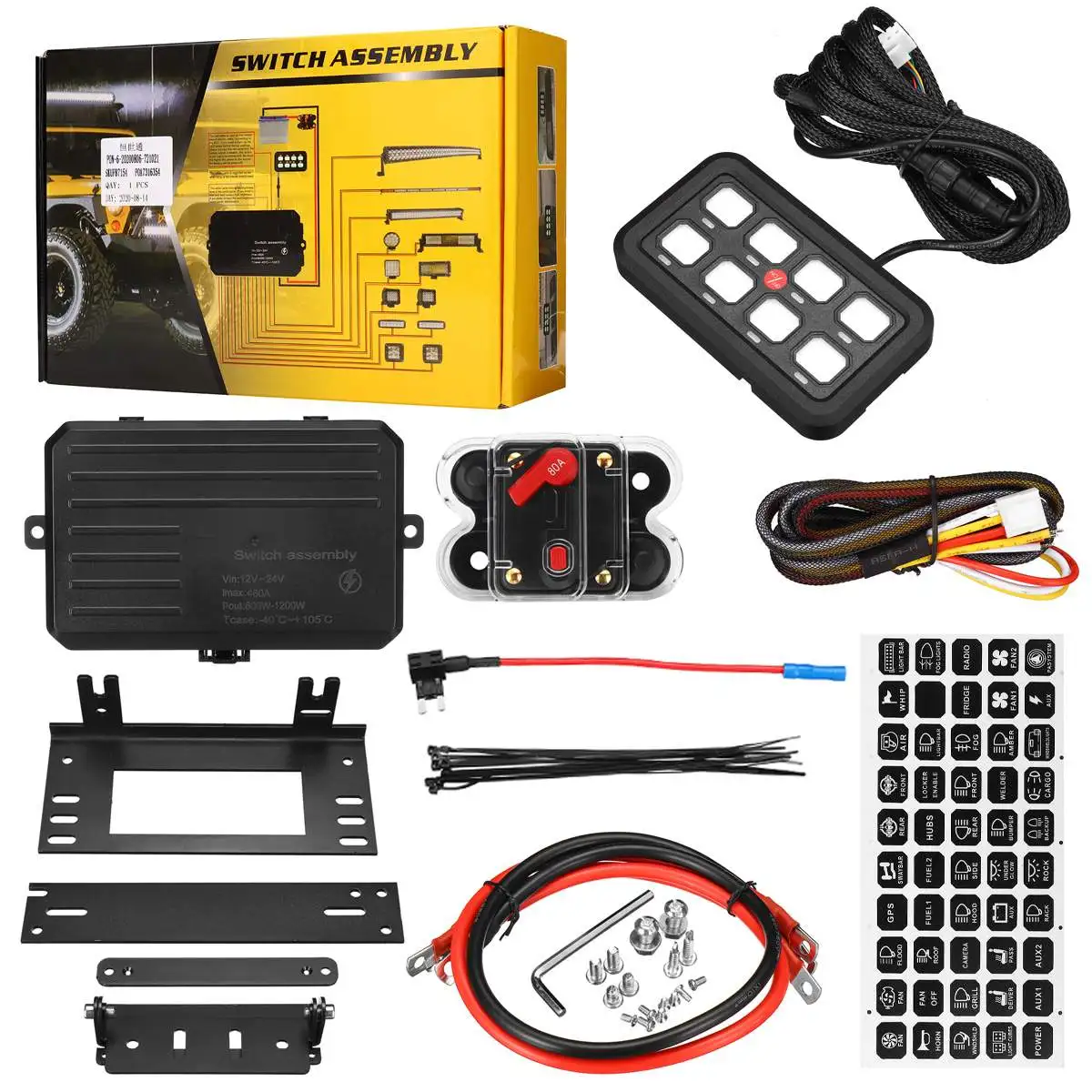 Universal LED Car Switch Panel Control Relays System Kits 8 Gang Touch Circuit Control Panel for Truck Caravan Boat UTV ATV SUV