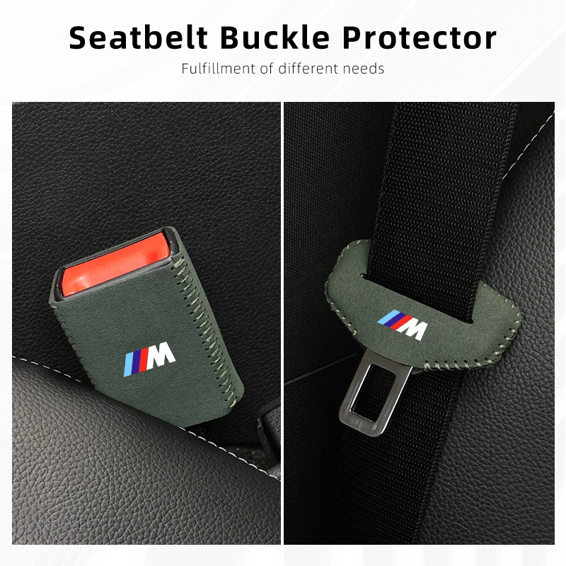 Car Seatbelt Buckle Clip Leather Safety Belt Anti-scratch Cover Accessories For BMW X1 X2 X3 X4 X5 X6 X7 G20 G30 6GT E46 E90 E60