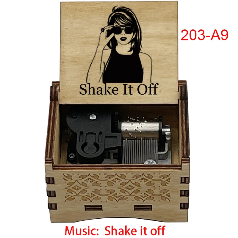 Shake it Off Handmade Wind Up Wooden Music Box for Girlfriend Boyfriend Husband Wife Christmas Gift