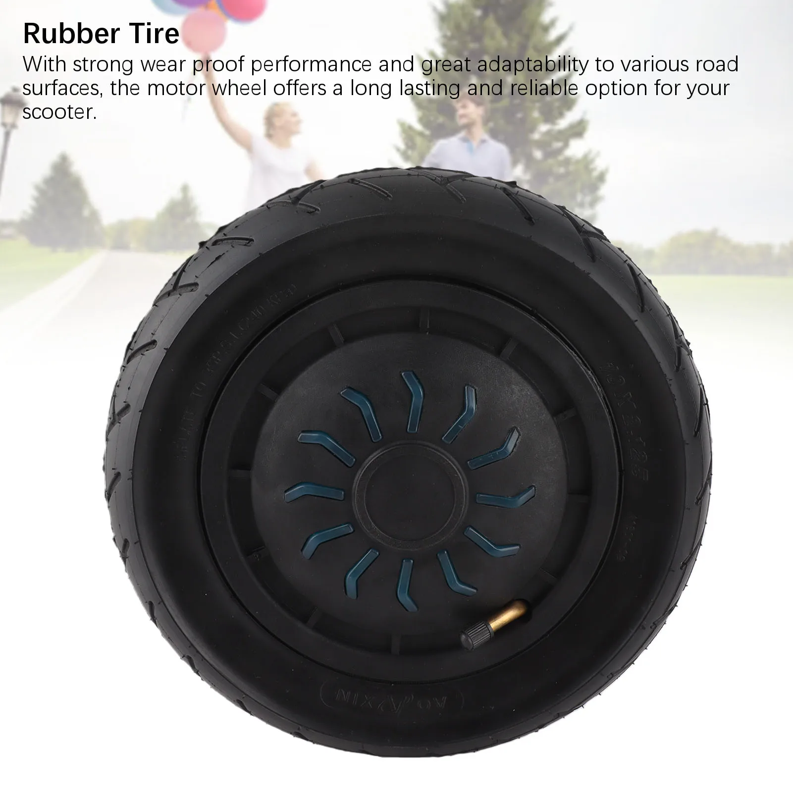 

Electric Scooter Motor Wheel 10 Inch Scooter Hub Motor Rubber Aluminum Alloy Shock Absorbing Wear Proof for Replacement