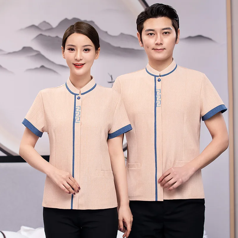 

Hotel Work Uniforms Summer Short Sleeve Cleaning Uniforms Hotel Guest Room Property Hospital Bank Cleaning Staff Uniforms