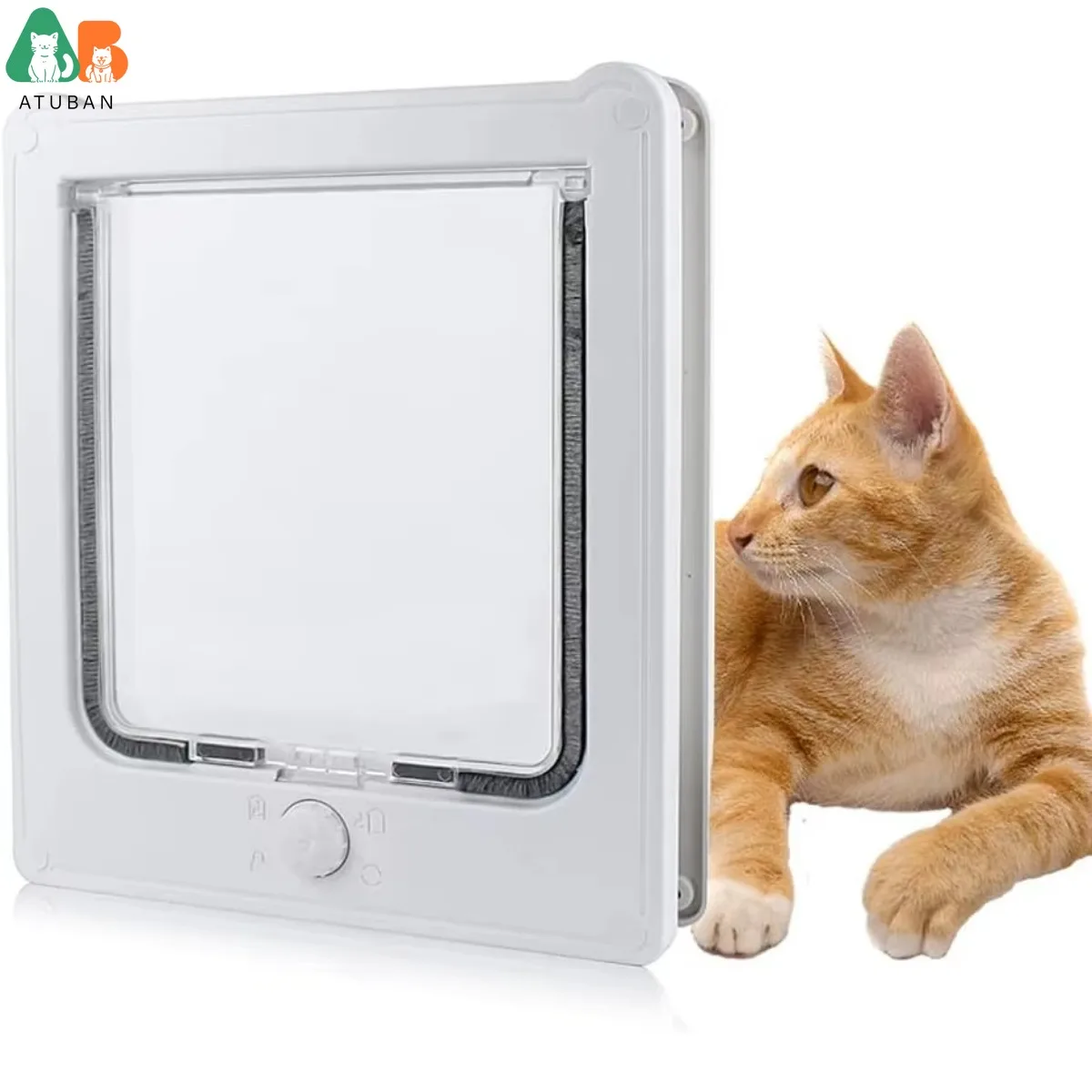 Interior Cat Door Small Dog Interior Door 4 Way Locking Cat Flap Door for Wooden/Window Door Kitty Door Exterior Weatherproof