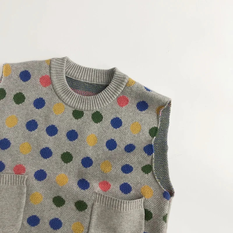 2024 primavera nuovi bambini senza maniche gilet lavorato a maglia giacca neonato ragazza colorato punto gilet bambini bambino moda Casual maglione