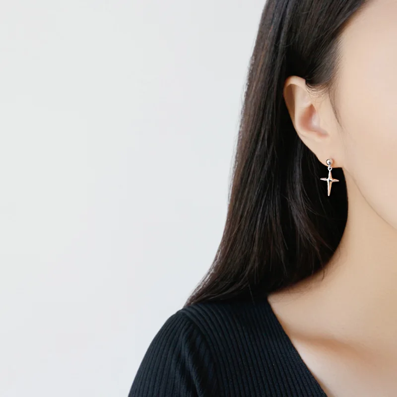 Original S925 sterling silver cross long and short earrings for women luxury banquet fashion jewelry gift