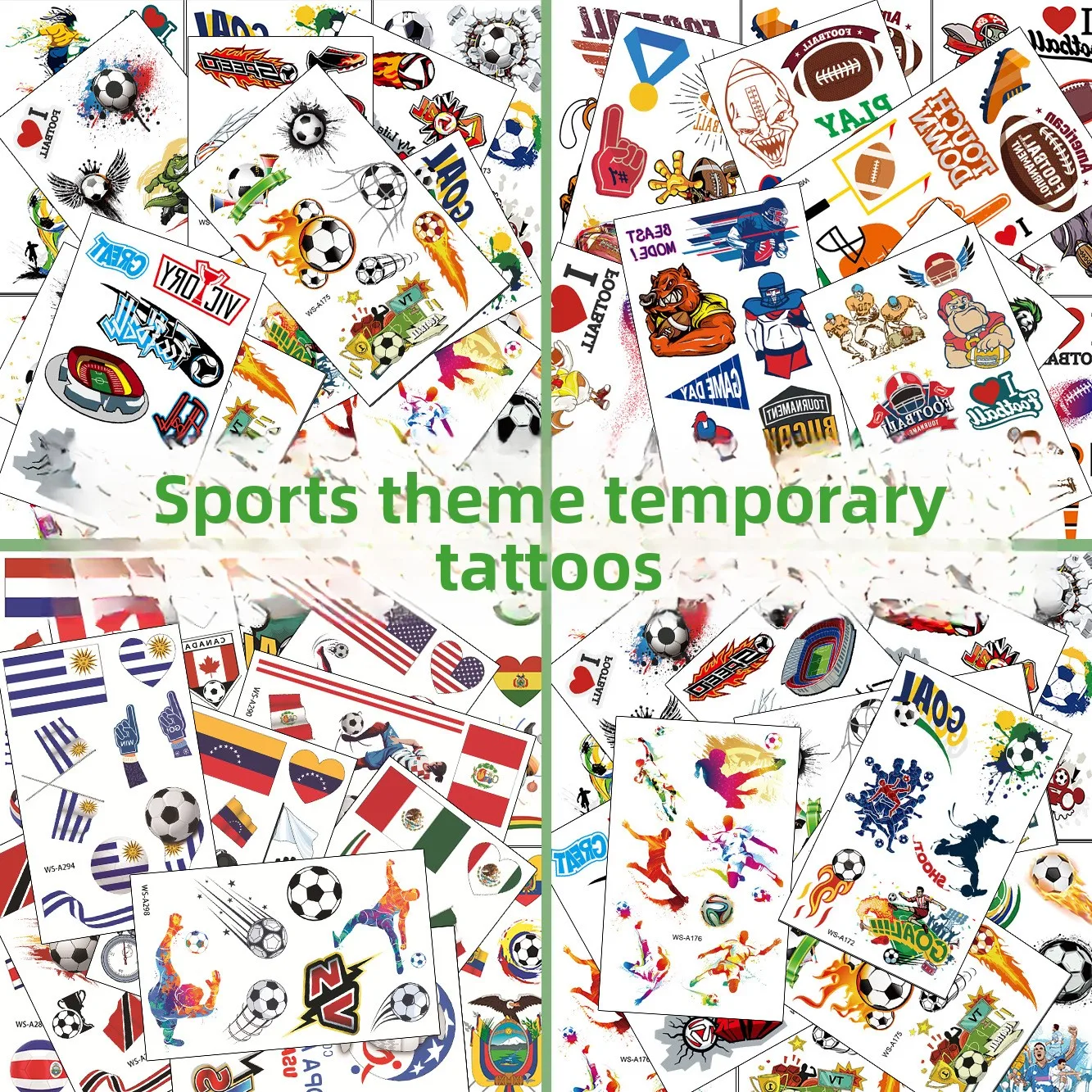 

New 2026 Football Rugby America's Cup Face Tattoo Sticker Waterproof Sweat