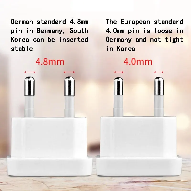 1 PC 4.0mm/4.8mm Power Plug Adapter, US to EU Europe Travel Power Plug Converter, Outlet Adapter
