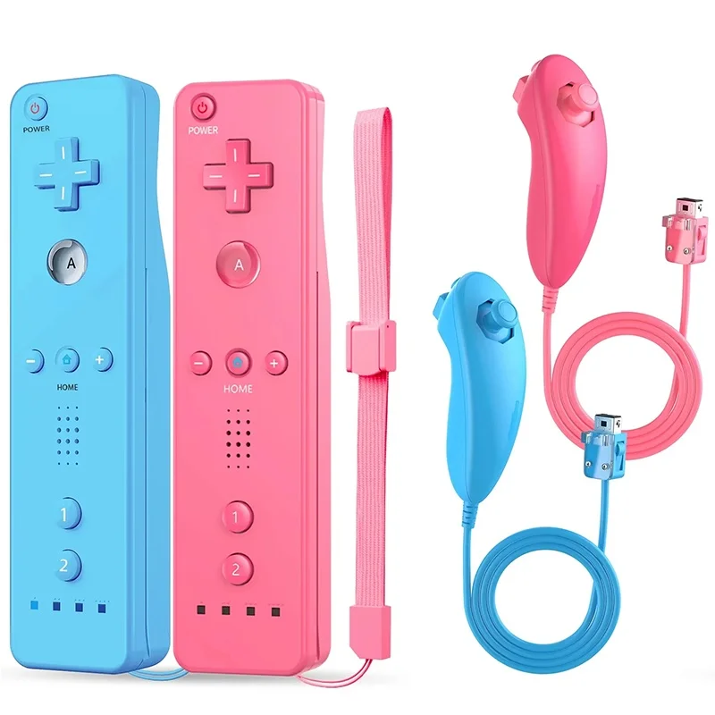 Control Inalámbrico Motion Plus para Nintendo Wii 2 en 1 con Funda de Silicona, Joystick Remoto para Videojuegos