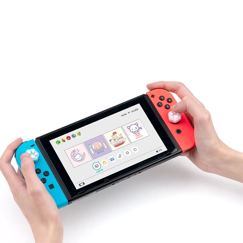 Capa protetora para nintendo switch oled ns lite joy-con controlador miniaturas capa de proteção de aperto de vara de polegar macio pata de gato