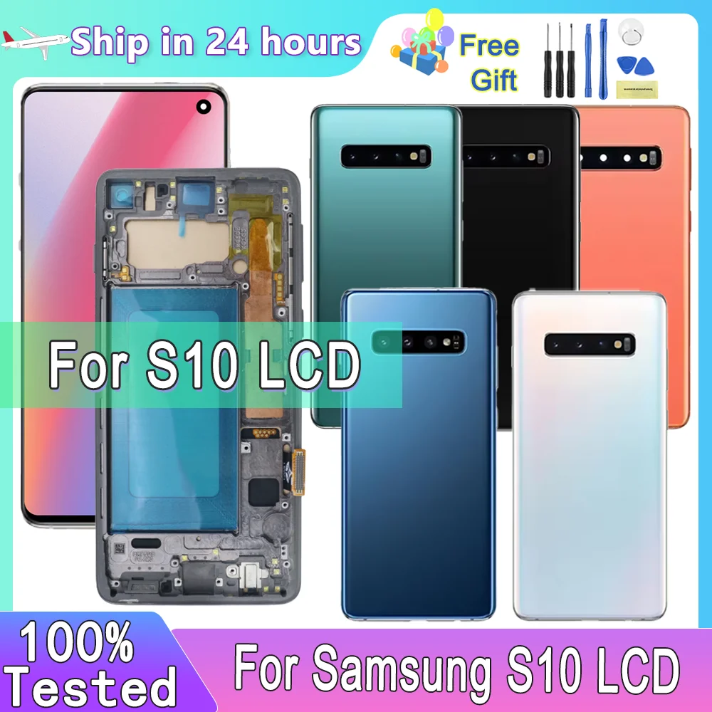 Tested S10 LCD For Samsung Galaxy S10 SM-G973F/DS G973U G973 LCD S10 Display LCD Touch Screen Digitizer Assembly Replacement