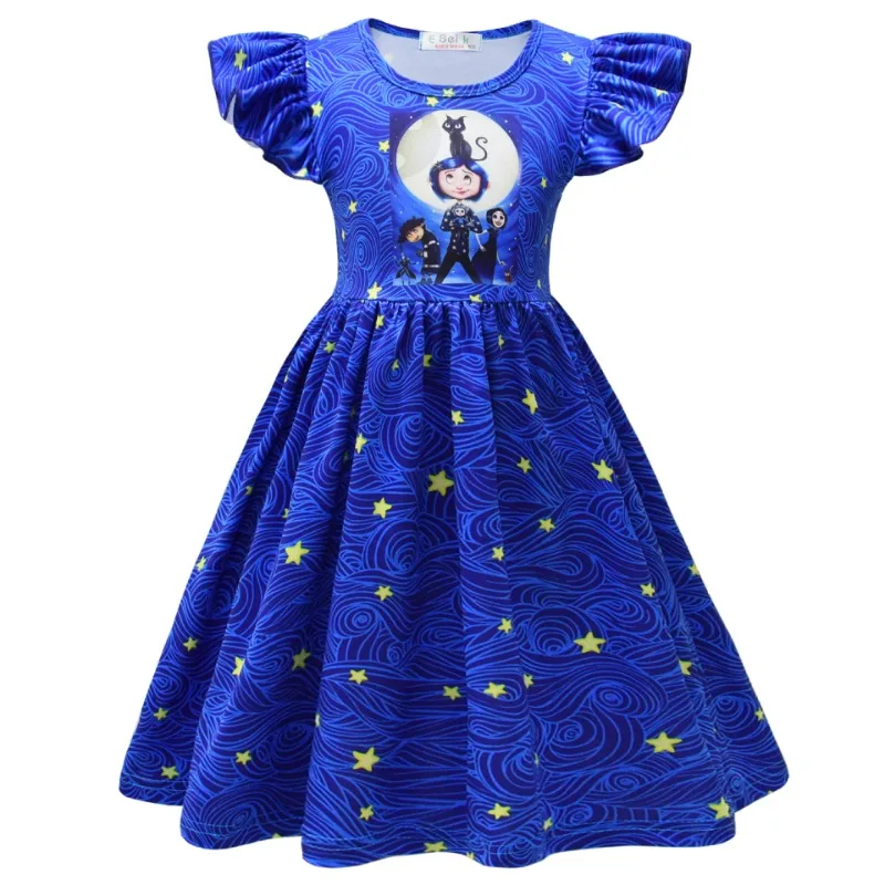 Disney Princess Million Halloween Dresses Cosplay Costume Ghost Coraline Children Flying Sleeves Little Girls Dress