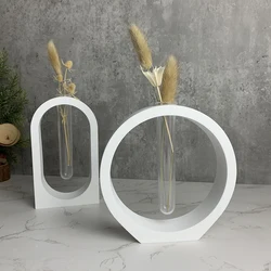 수제 북유럽 스타일 장식 꽃병, DIY 수경 꽃병, 몰드 창의적인 석고 콘크리트 중공 냄비 송진 실리콘 몰드