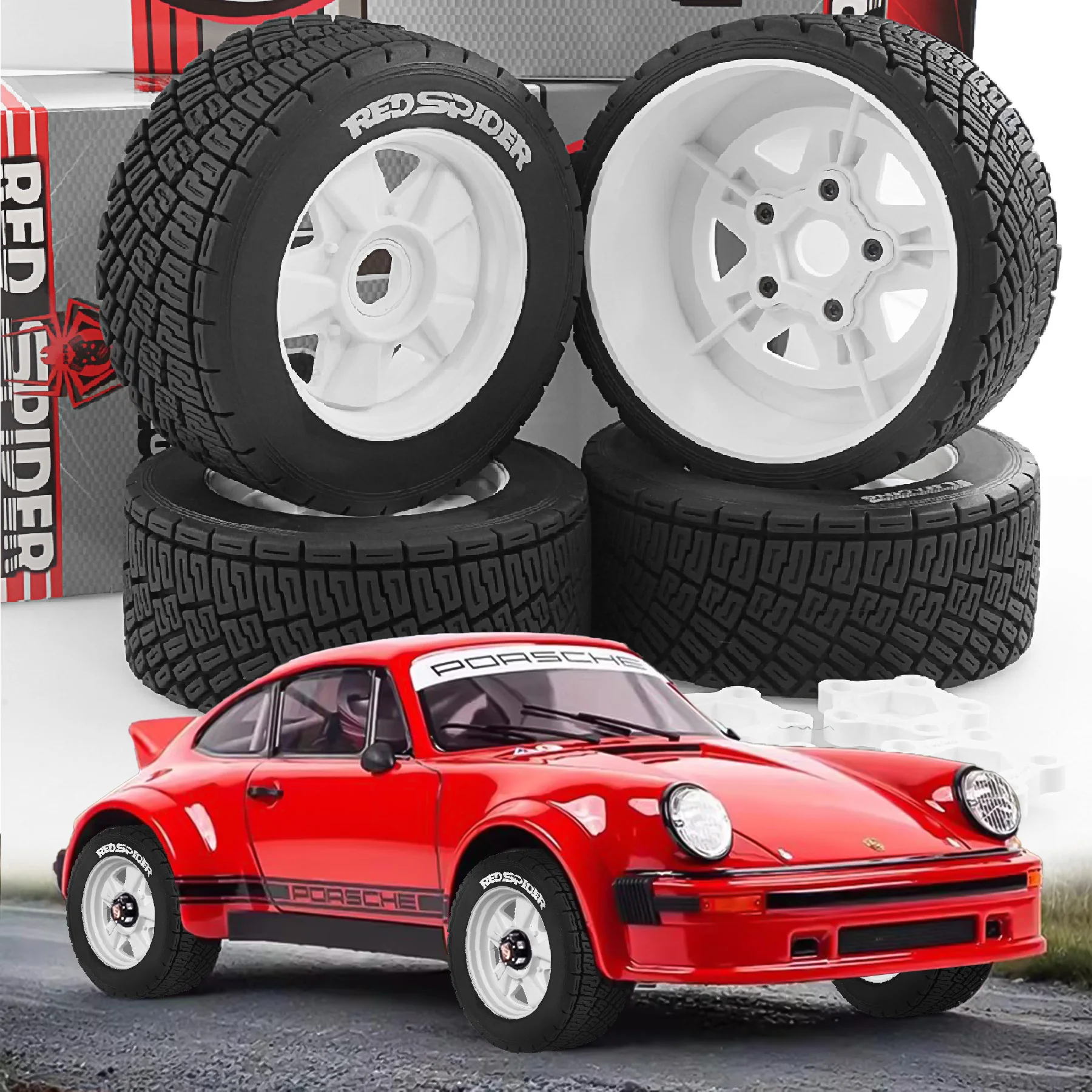 

RC 4pcs 100mm 1/7 1/8 RC Rally Off-Road Buggy Tires Wheel 17mm Hex for ARRMA Traxxas Redcat Team Losi Kyosho HPI WR8 HSP RC Car