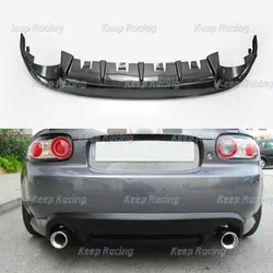 SPT Style Carbon Fiber Rear Diffuser For Mazda MX5 Miata NC 1 2 3 Fiberglass Bumper Lip Splitter (Twin Exhaust, For OEM Bumper)