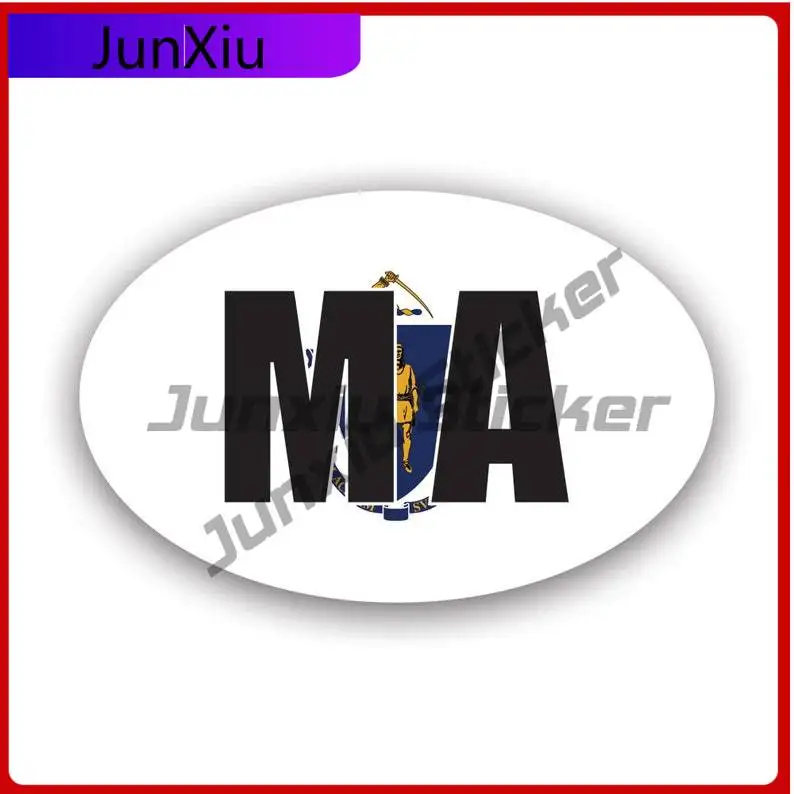 

Massachusetts Flag Oval Sticker Uv Protected Decals V2 Ma Euro State Flag Patriotic Car Sticker Vinyl Decal Round Sun Protection