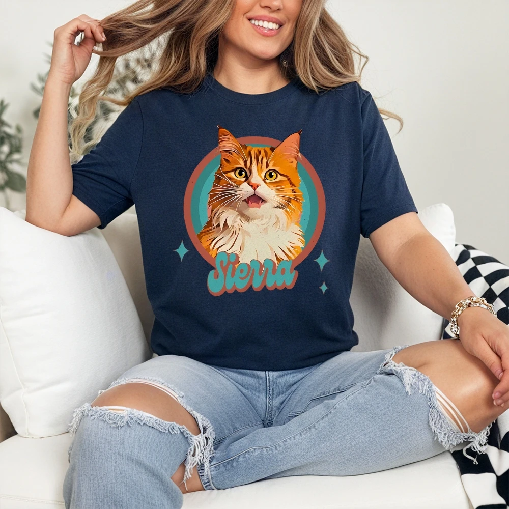 

Siena The Cat Graphic Tee, Comfort Breathable Summer Shirt For Women, Gift For Cat Lovers, Cute Animals Graphic Street Wearing