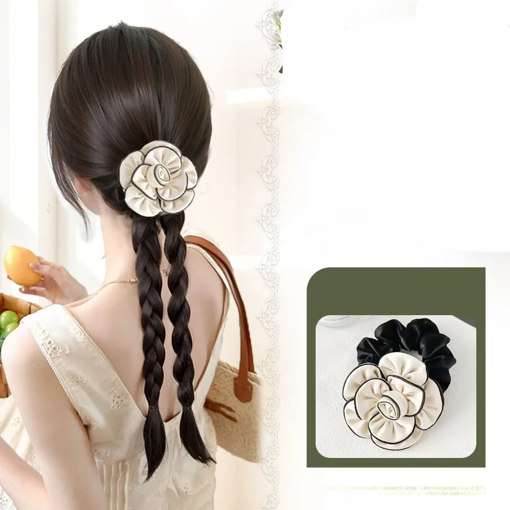 40 centimetri Stile Cinese Sintetico Torsione Trecce Low-tie Sfera Testa Estensione Dei Capelli Coda di Cavallo Parrucca Simulazione Camelia Parrucca