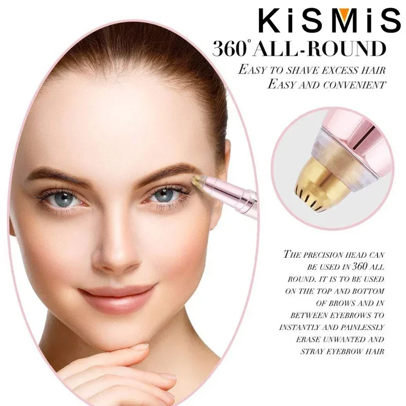 USB Rechargeable Mini Painless Eyebrow Trimmer Facial Hair Removal Shaver Epilator Kit for Women Makeup Tool