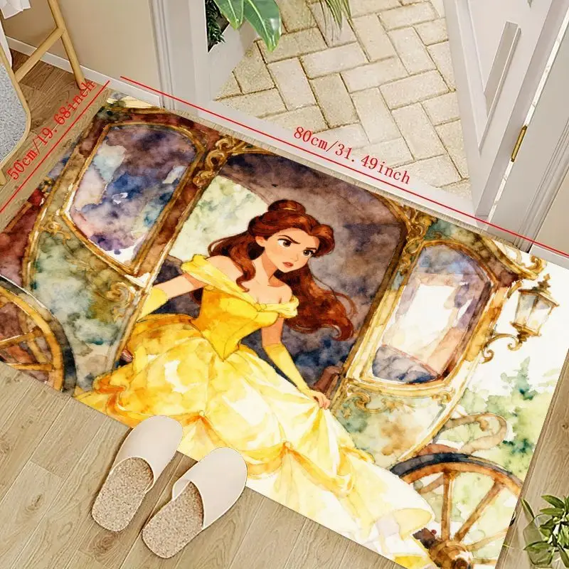 

1 шт., акварельный напольный коврик Disney Princess Belle для комнаты для девочек, спальни, гостиной, украшение для домашнего дивана, Красавица и чудовище Fai