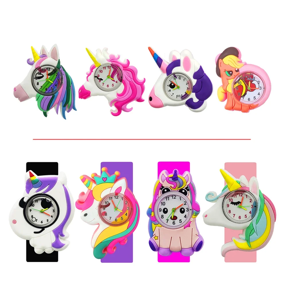 Reloj Digital de unicornio 5D para niños, regalo de cumpleaños, hora de estudio, juguete, pulsera Slap, gran oferta, 2024