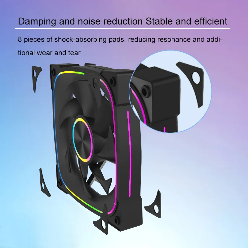 7-Pack ARGB Computer Case Cooling Fan Set 120mm Rainbow LED Quiet PC Fan for Gaming Desktop Computer Case
