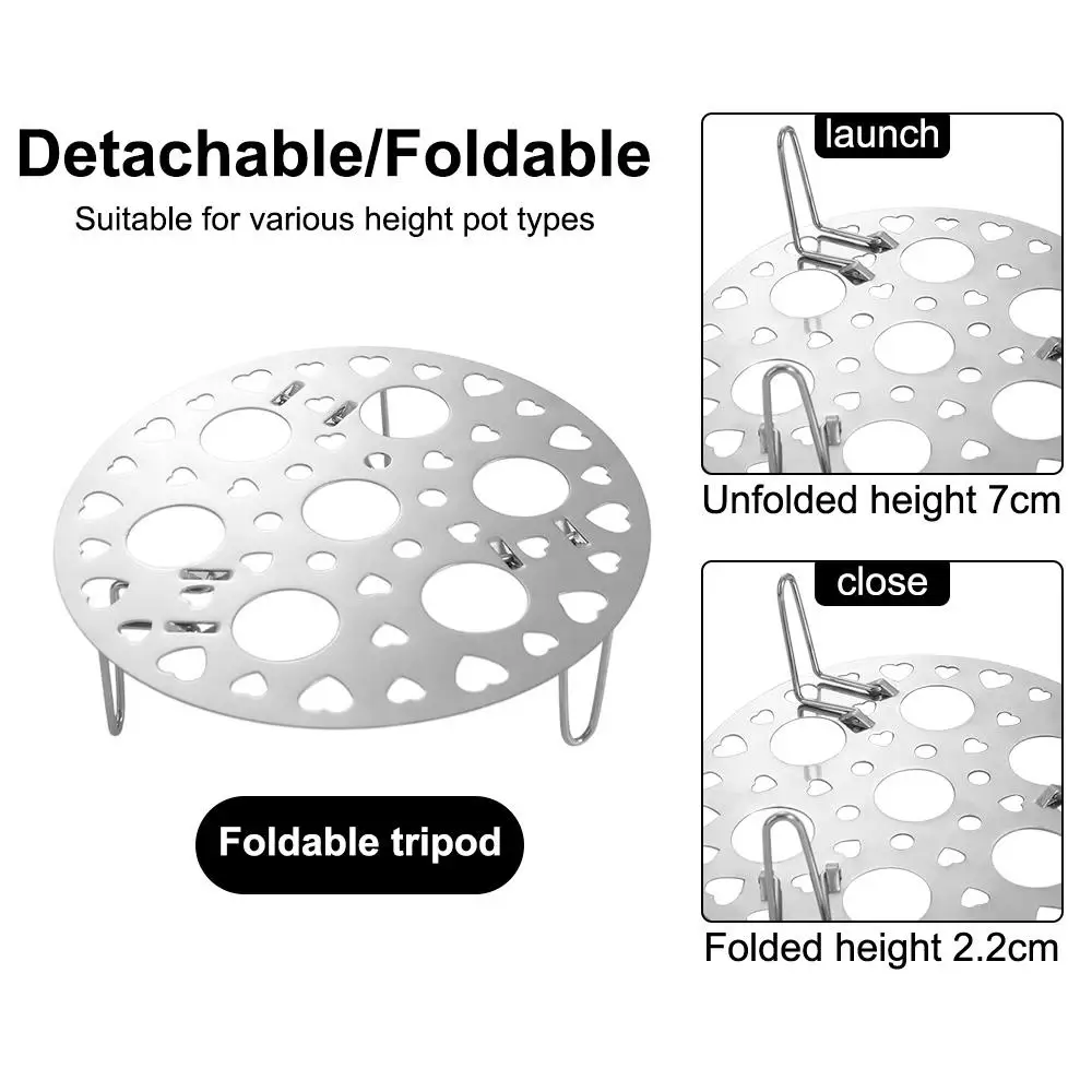 رف بيض على البخار من الفولاذ المقاوم للصدأ قابل للطي، سلة باخرة عالية القدم، سميكة ومتينة للمطبخ بالبخار على البيض #2