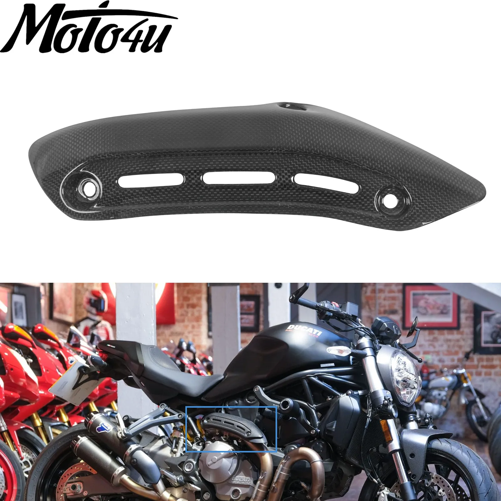 

For Ducati Monster 821 2014 2015 2016 2017 2018 2019 2020 1200R 2016-2019 Carbon Fiber Motorcycle Heat Shield Cover