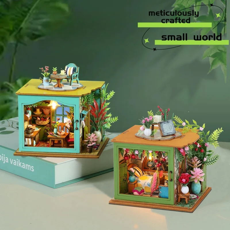 ミニモデルハウスセット、3Dパズル、DIY手作りコテージ、組み立てられたモデルハウス、休日のお祝い、ティーンエイジャーへの誕生日プレゼント