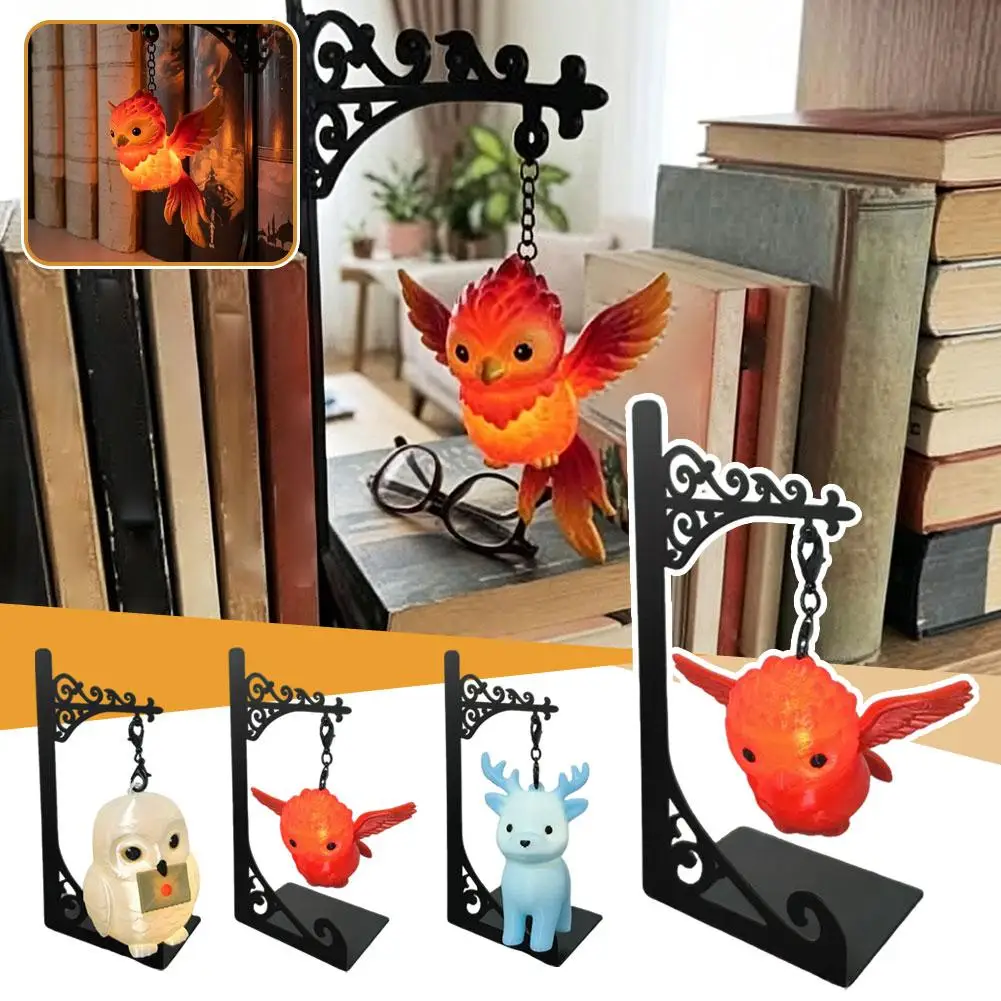 New Vintage Creative Owl Shape Hanging Bookend Metal Sculpture Bookshelf LED Warm Night Light Home Decor Gift For Book Lovers