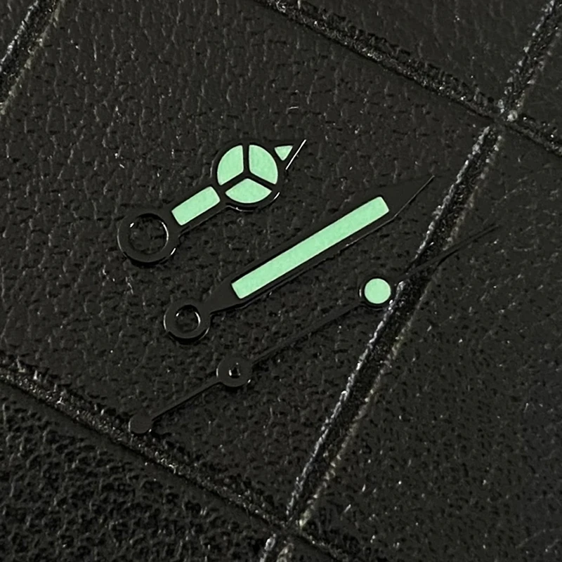 Jarum Set Jam Tangan Bercahaya Hijau dengan Tepi Hitam Perak - Oranye Abu-abu Putih Kompatibel dengan Gerakan NH35/36/4R Jepang