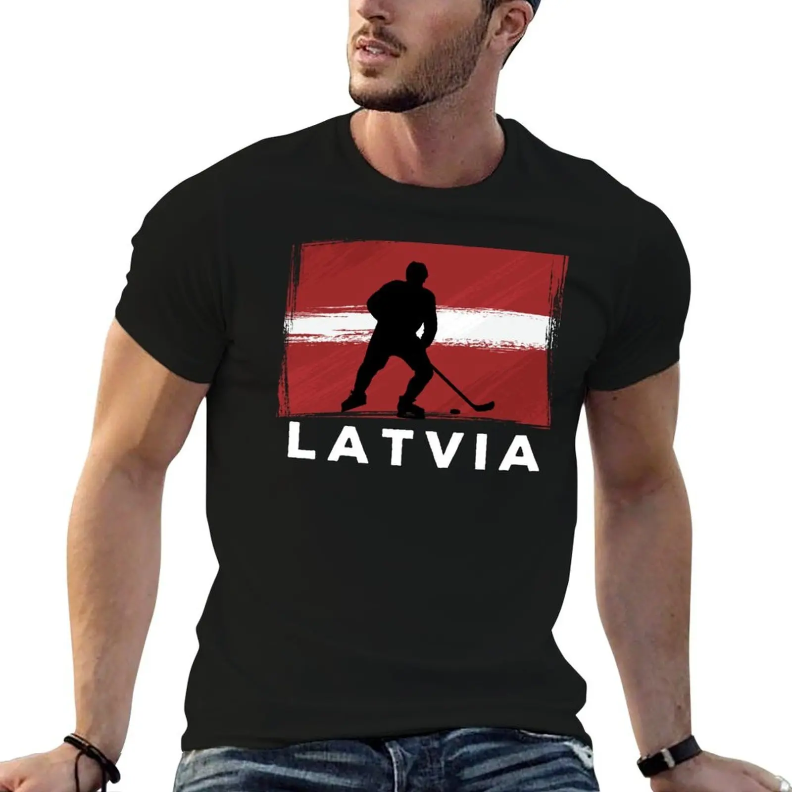 

luxury summer men Ice T-Shirt t shirt Latvia shirt Team graphic cotton shirts man brand 100% t Hockey mens t
