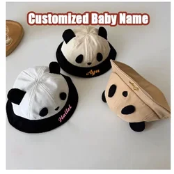 Embroidered Custom Cap For Newborn Baby Cotton Hat For Baby Boy Sun Hat Kids Girls Panda Hat With Ears Panama Hat For Children