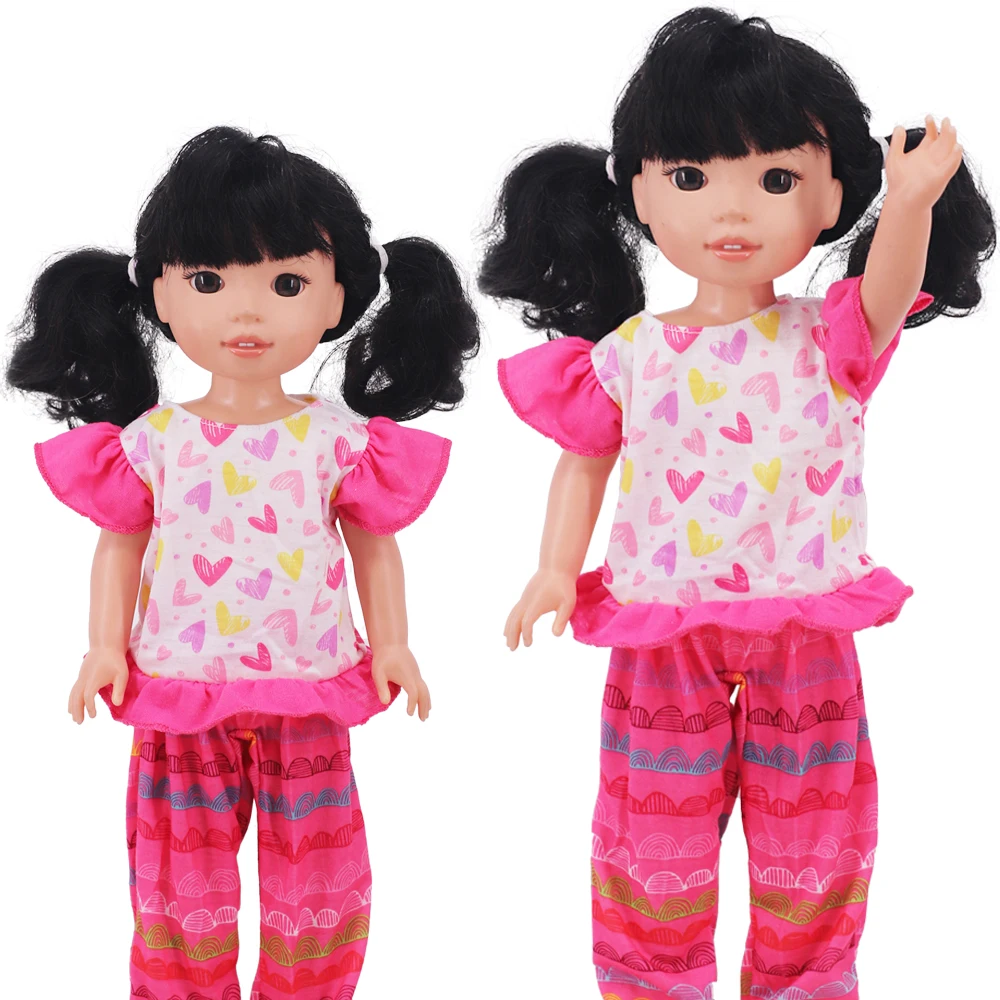 Kawaii Print Bodysuit For 14.5Inch Wellie Wisher&32-34Cm Paola Reina Pop Clothes Dress Doll Accessories,Baby Birthday Gift