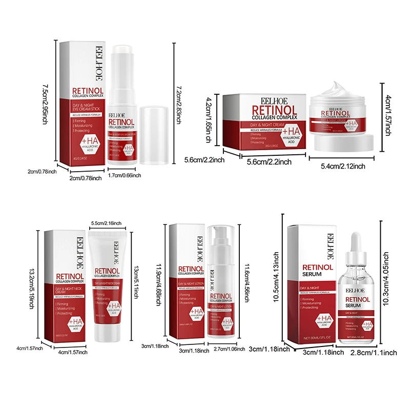 Retinol anti-envelhecimento rosto conjunto instantâneo endurecimento levantamento removedor rugas soro desvanece-se linhas finas clareamento coreano