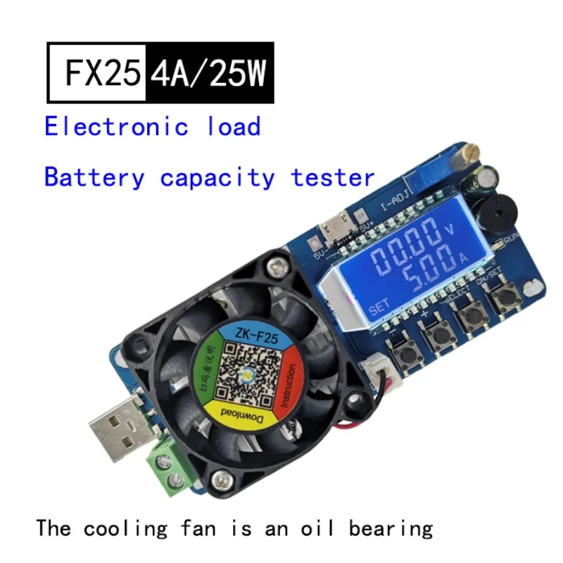 バッテリー容量テスター,電流,USB出力,調整可能な抵抗器,Fx25,fx35,4a,5a