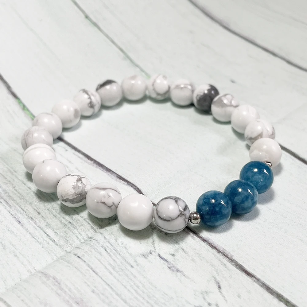 Ruberthen 8 MM AAA Grade Blue Apatite Howlite Bracelet Womens Mens Natural Gemstone Handmade Wrist Mala image 2