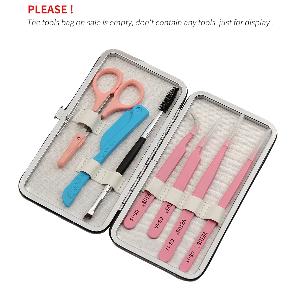 Yelix Tweezers Holder Eyelash Extension Set Tweezer Bag PU Leather Eyelash Storage Case Extension Tools