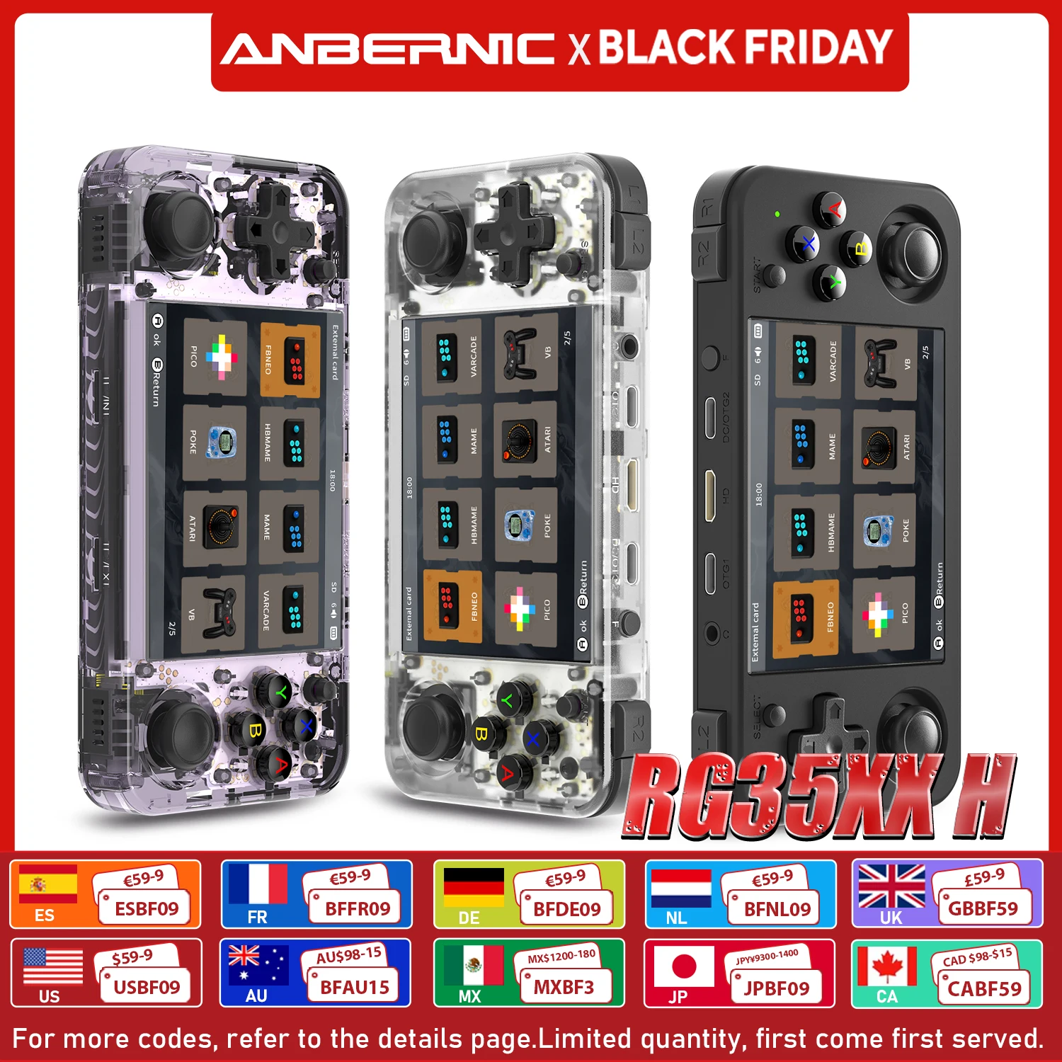 ANBERNIC RG35XX H 64Bit en-held consoles voor het spelen van videogames 3,5-inch IPS 640*480 scherm Retro Game Player 3300 mAh batterij