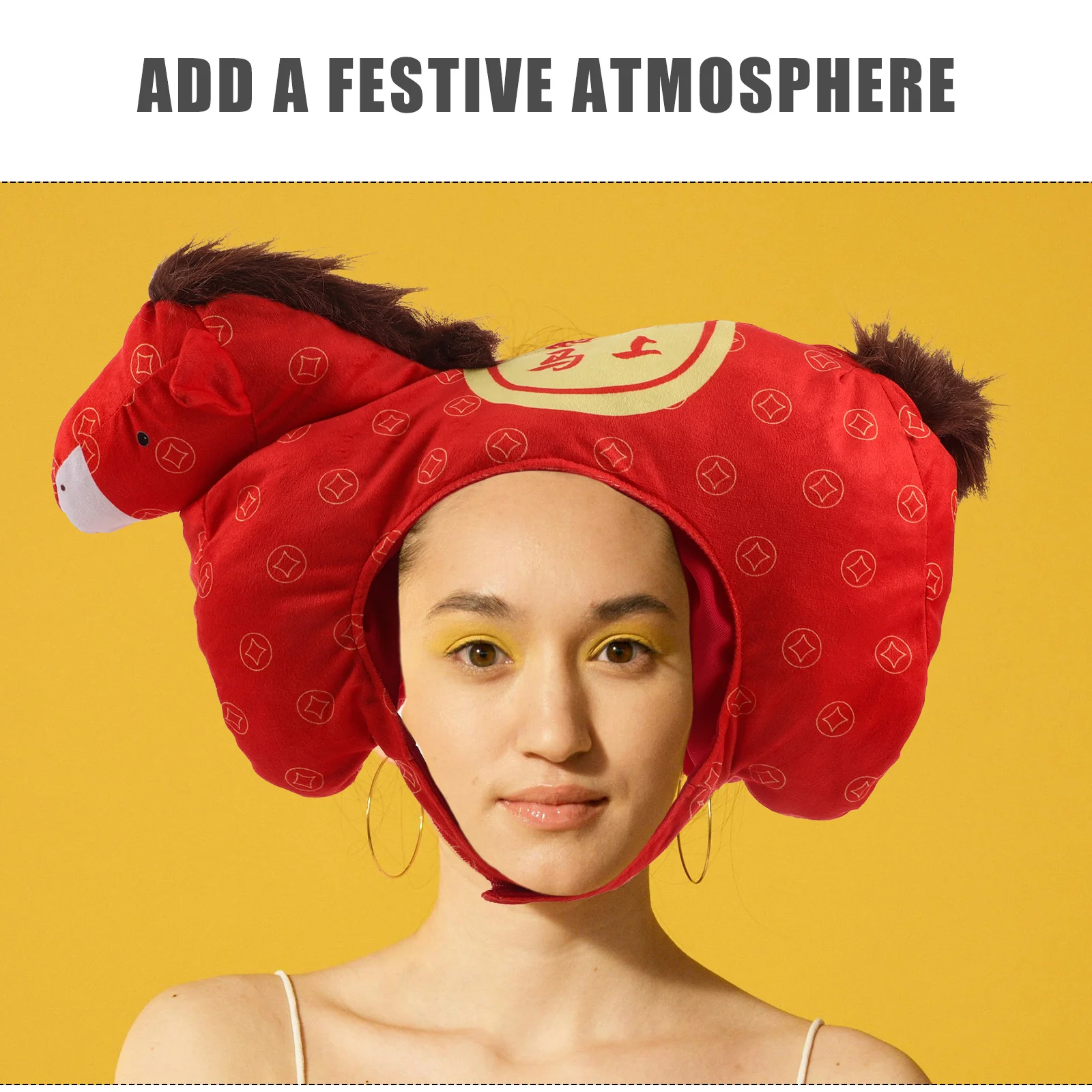หมวกหัวม้า ปีใหม่จีน 2026 หมวกมาสคอตสำหรับงานปาร์ตี้ ถ่ายรูป แสดงละคร บทบาทสมมติ อุปกรณ์เสริมเครื่องแต่งกาย