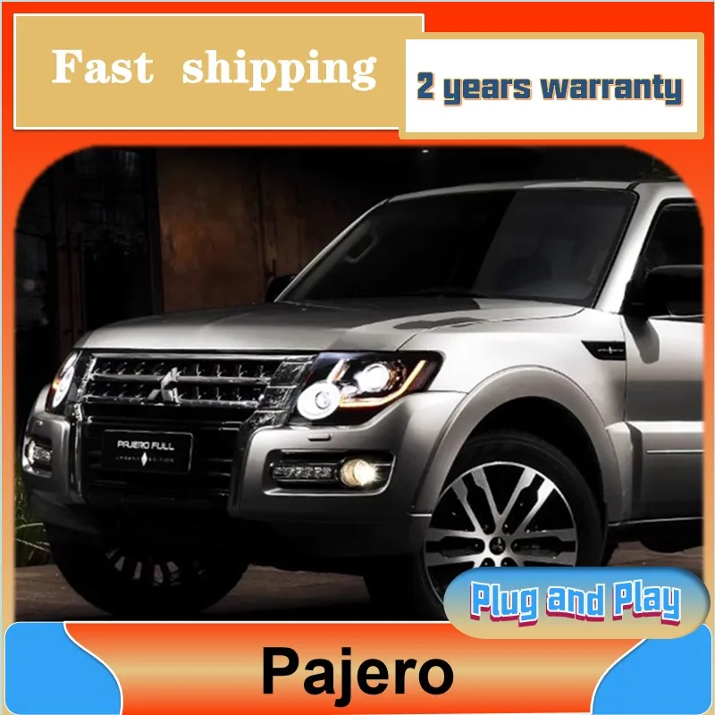 

Стайлинг автомобиля для Mitsubishi Pajero, головной светильник 2009-2021 Pajero, фара DRL, указатель поворота, ближний свет, линза проектора