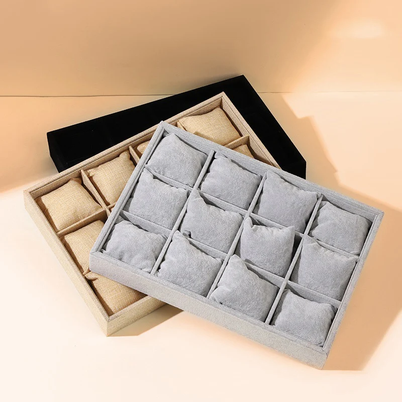 High Quality Luxury Velvet Jewelry Display Bracelet Watch Organizer Tray Bangle With Pillow Cushion