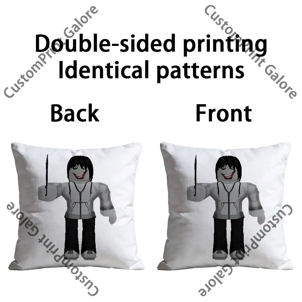 J-Jeff the Killer Polyester Printed Pillow Cover Square 30 35 40 45 50 55 cm Soft for Sofa Bed Car Home Decor