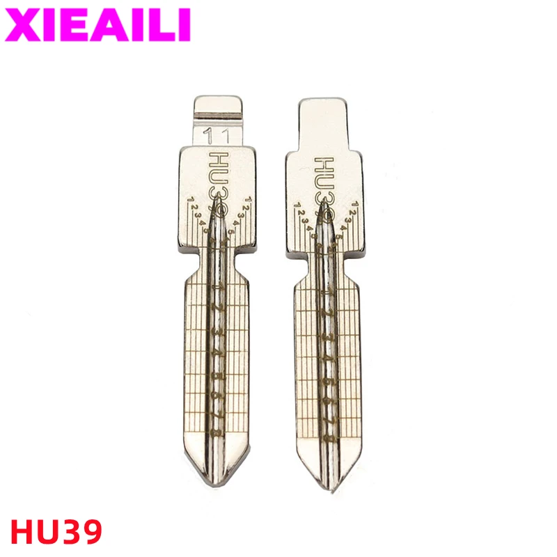 XIEAILI 5Pcs NO.11 HU39 Engraved Line Key Blade Scale Shearing Teeth Uncut Key Blade  S848