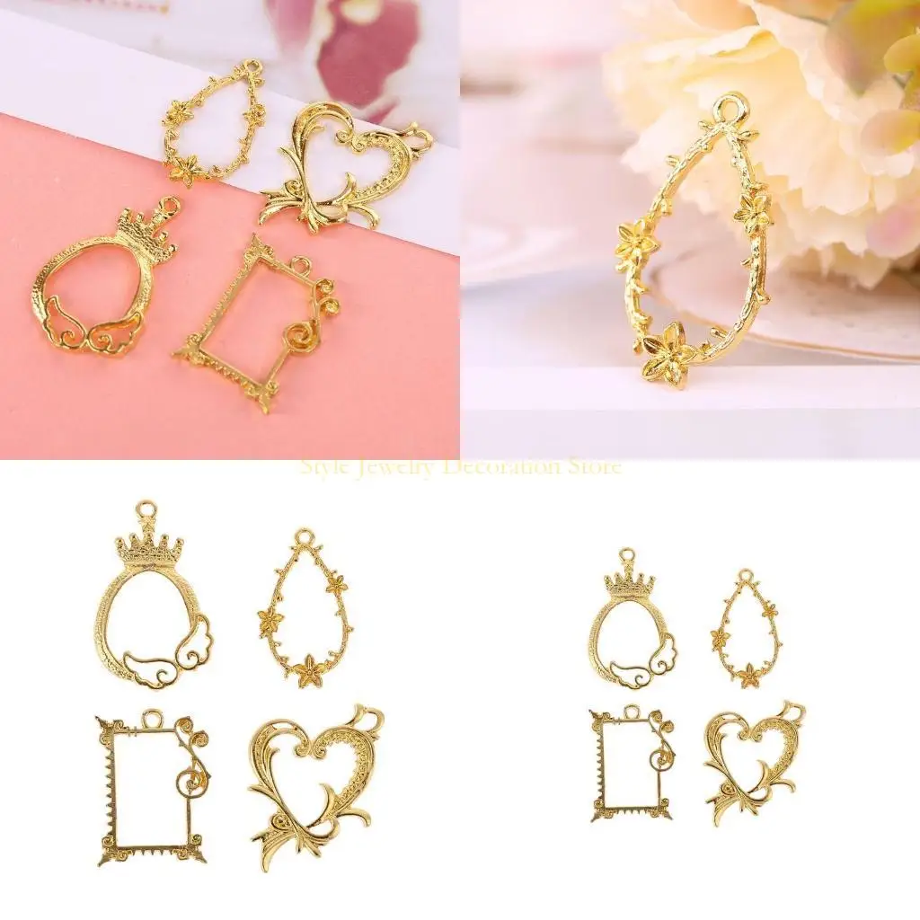 

D46E Lace Frame Charms Pendants For Earring Dangle Jewelry Making Accessories