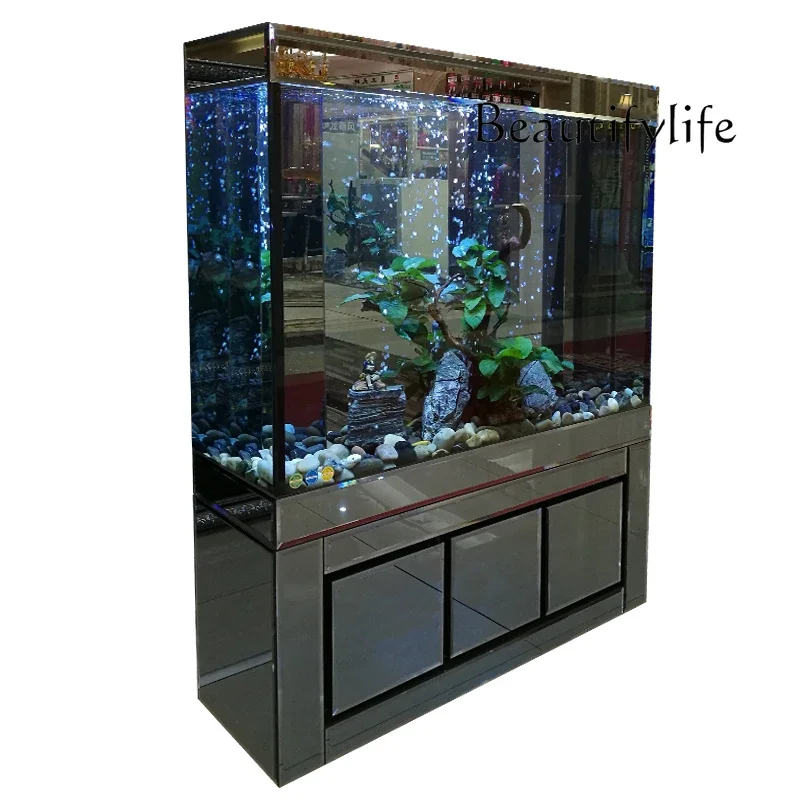 

Living room large household aquarium partition wall filter water-free ecological ultra-white glass fish tank