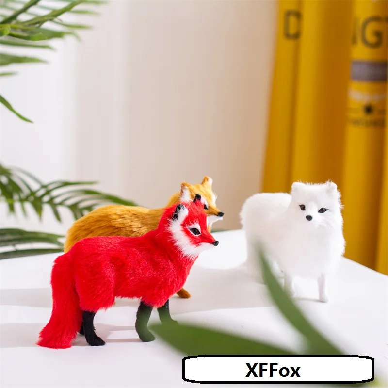 cute plastic&faux fur white fox model Home Decoration Gift about 16x12cm p2930