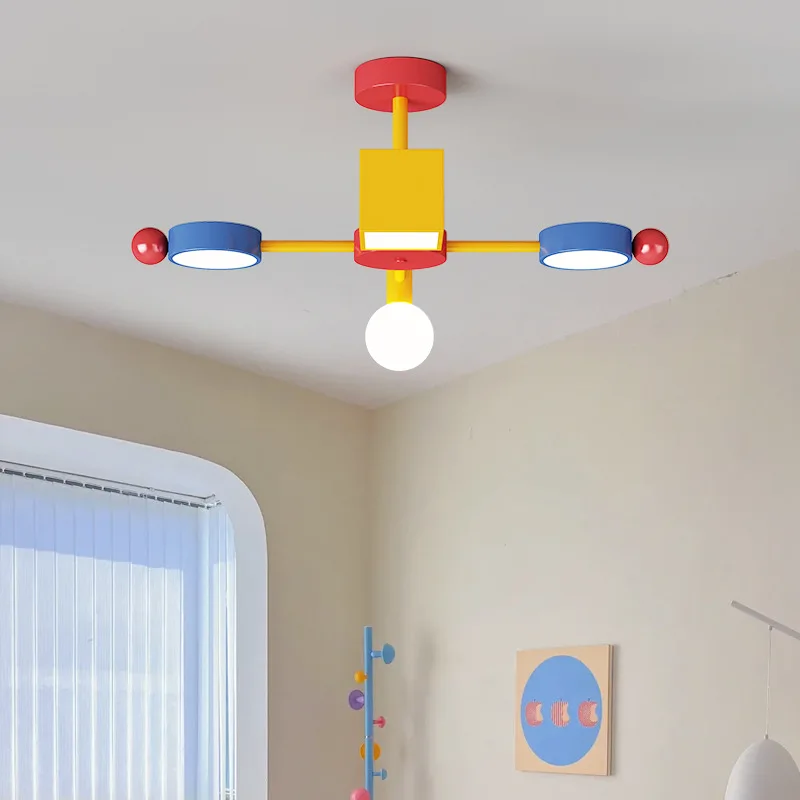 Memphis Colorful Bedroom Pendant Lamps Yellow Red Blue Wrought Iron Indoor Home Hotel Study Living Room Suspension Hanging Light